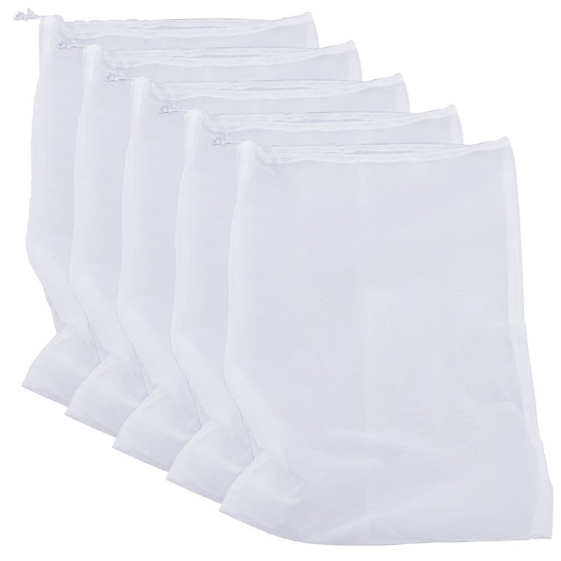 Pinfox 75 Micron Nylon Straining Bag Fine Mesh Food Strainer Bag, Multi Purpose Filter Bag for Nut Milk, Juice, Cold Brew, Home Brewing (17.72" x 11.81", 5 Packs) - Image 1